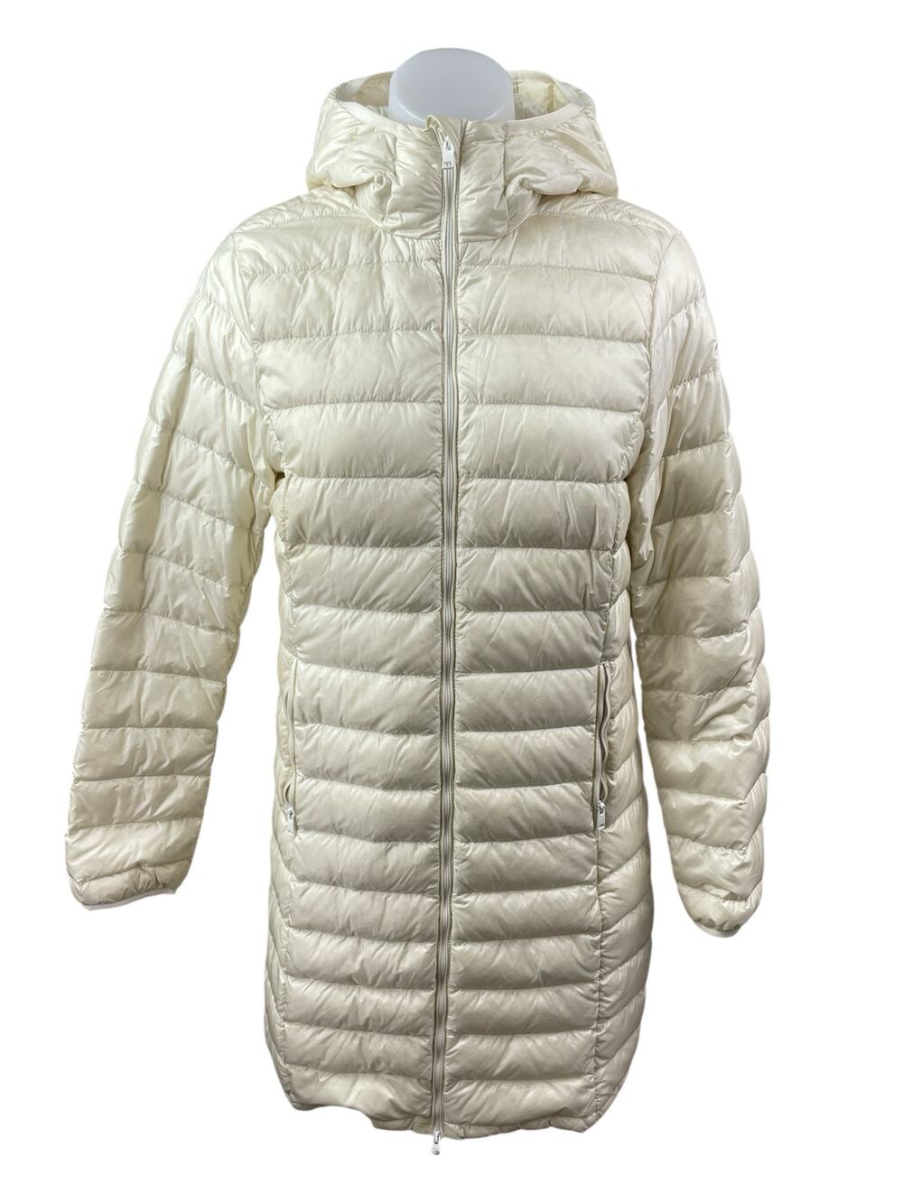 Aritzia Babaton Hudson Women's Cream Hooded Long Sleeve Puffer Coat Jacket Sz S